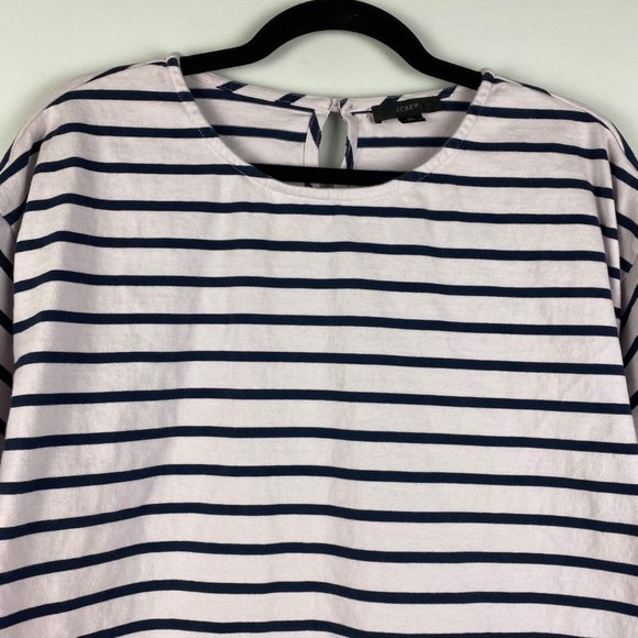 J Crew Mariner Cloth Ruffle-sleeve T-shirt In Navy Stripe Short Sleeve XL - Picture 2 of 10
